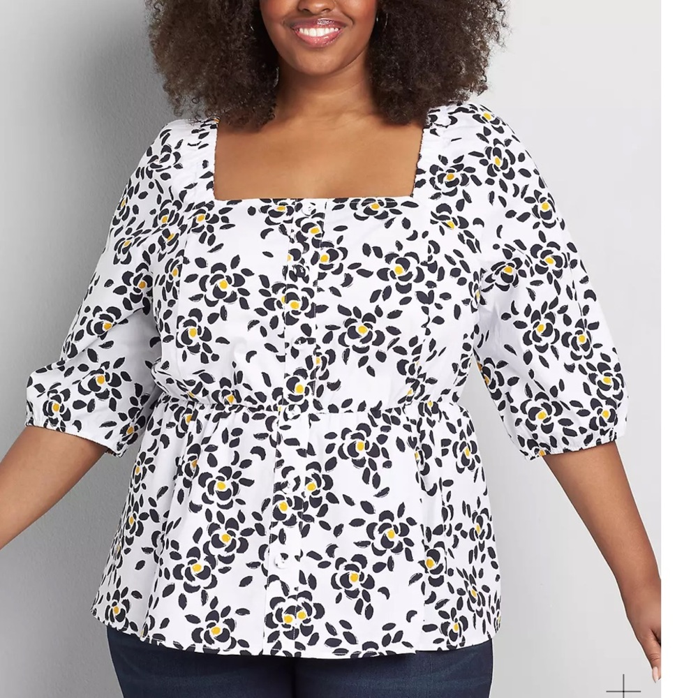 Lane Bryant button up peplum top, size 34/36